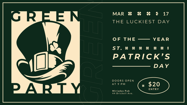 Green Party on Saint Patricks Day FB event cover tervezősablon