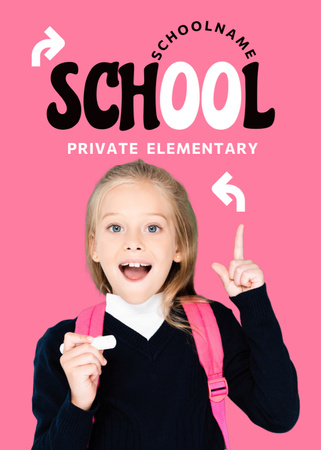 Private School Services with Cute Schoolgirl Flayer Design Template