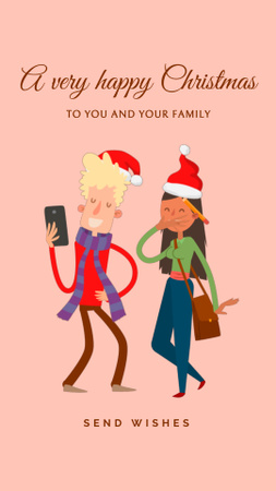 Cute Christmas Greeting with Couple Instagram Video Story Design Template