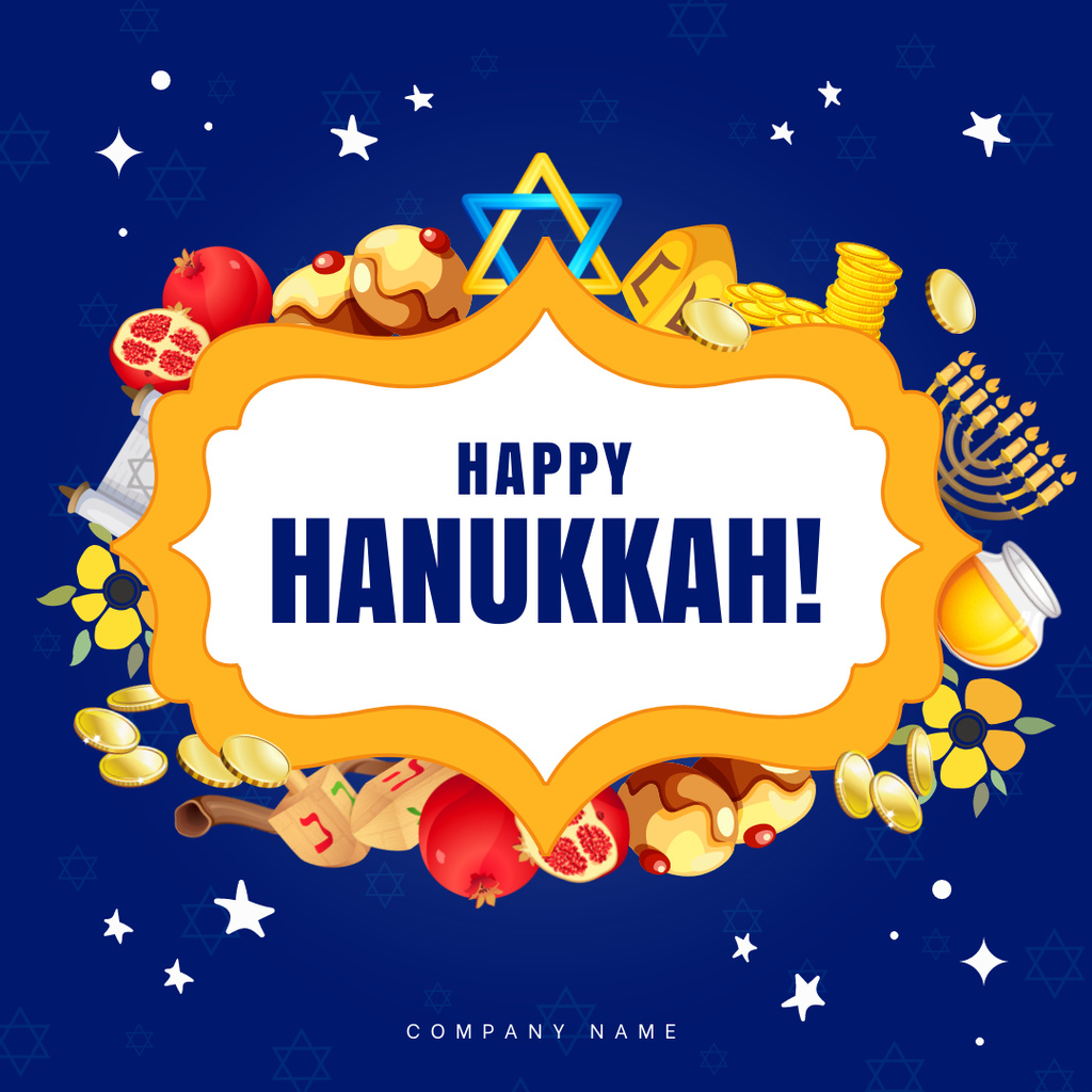Happy Hanukkah Holiday Instagram Design Template