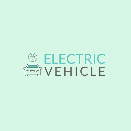 Transport Shop Ad with Electric Car in Green Logo Design Template
