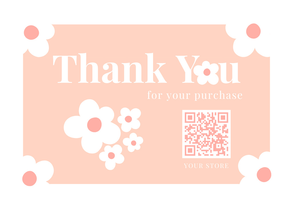 Thank You For Your Purchase Message with Simple Daisies Card Design Template