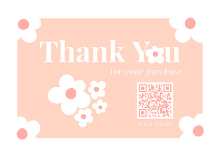 Thank You For Your Purchase Message with Simple Daisies Card Design Template