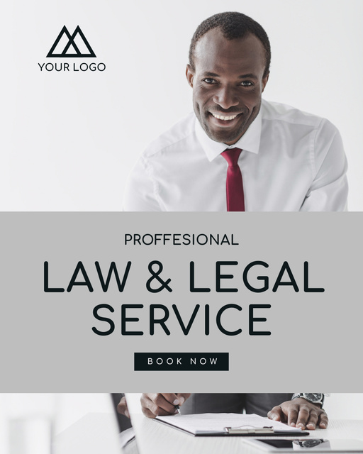 Szablon projektu Law Services Ad with Friendly Lawyer Instagram Post Vertical