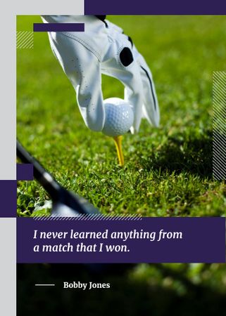Inspiration Quote Player Holding Golf Ball Flayer Design Template