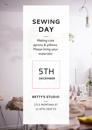 Sewing day event with needlework tools Flayer Design Template