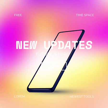 New Updates Ad with Modern Phone Animated Post Modelo de Design