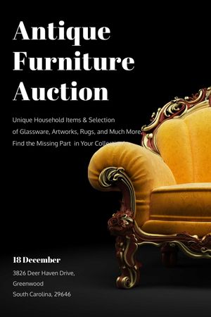 Antique Furniture Auction Luxury Yellow Armchair Tumblr tervezősablon