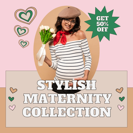 Plantilla de diseño de Colección de ropa de maternidad con estilo con descuento Instagram AD 