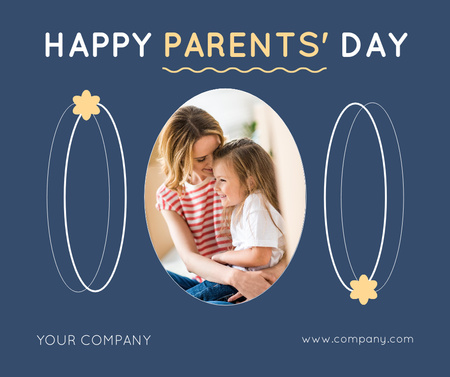 Parents Day Greeting And Woman with Daughter Facebook Design Template