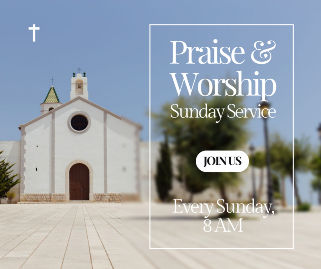 Ontwerpsjabloon van Facebook van Sunday Worship Service Announcement