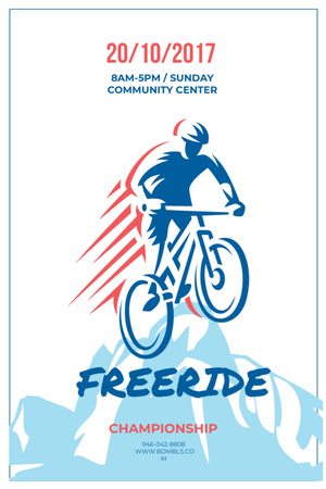 Freeride Championship Announcement Cyclist in Mountains Invitation 6x9in Design Template
