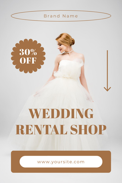 Modèle de visuel Bridal Gowns Rental Offer - Pinterest