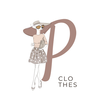 Ontwerpsjabloon van Logo van fashion ad met meisje in elegante outfit