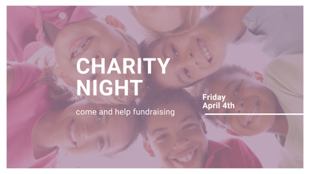 Charity Night Announcement with Smiling Kids FB event cover Design Template