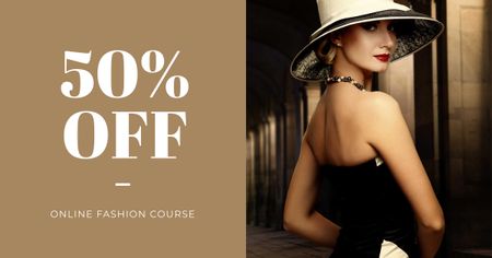 Fashion Ad with Woman in Elegant Dress Facebook AD Design Template