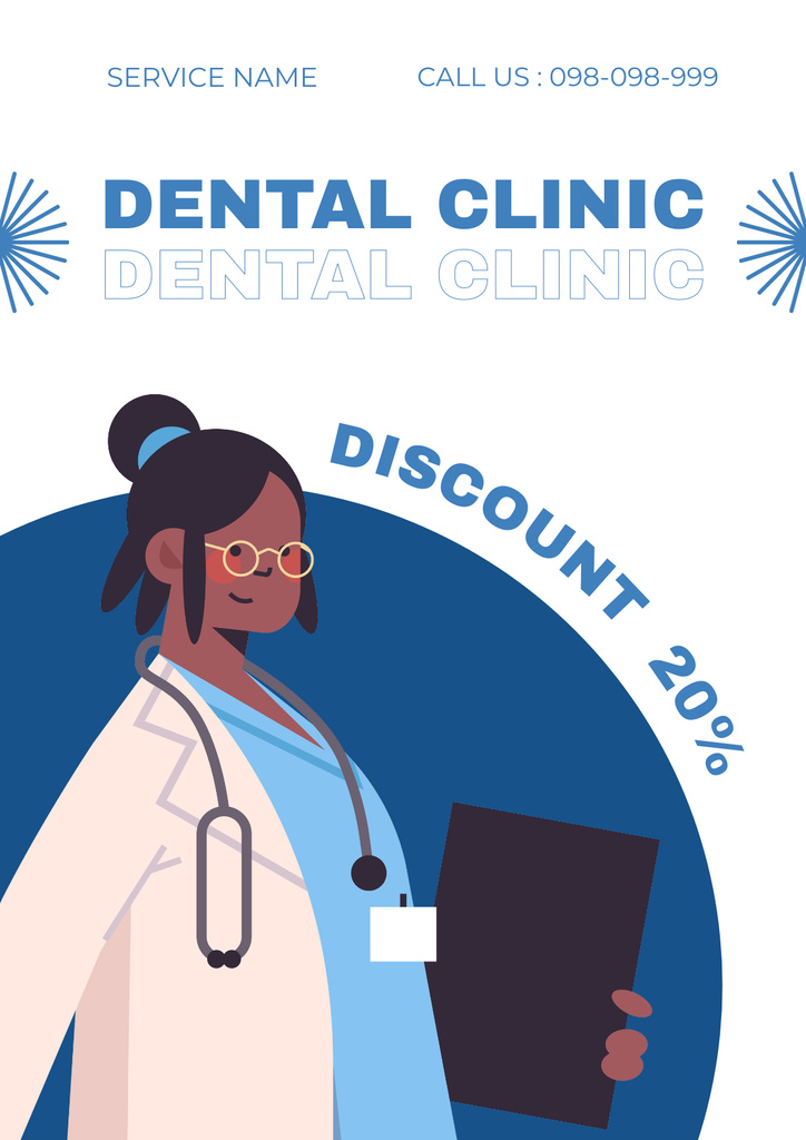 Plantilla de diseño de Discount Offer on Dental Services Poster 