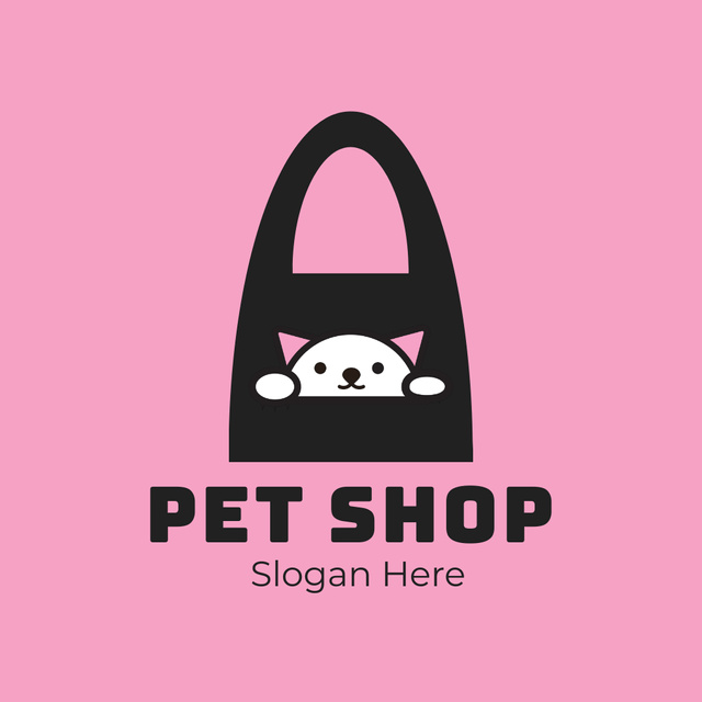 Pet Shop Representation on Pink Animated Logo Design Template