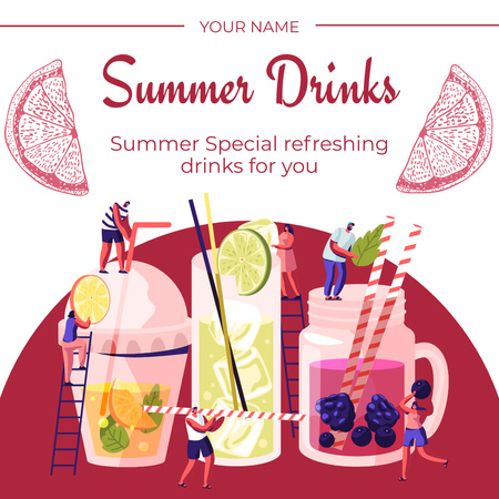 Refreshing Summer Drinks Instagram Πρότυπο σχεδίασης