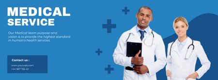 Template di design Annuncio di servizio medico con diversi medici Facebook cover