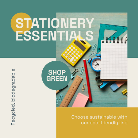 Platilla de diseño Stationery Shop With Eco-Friendly Essentials Instagram AD