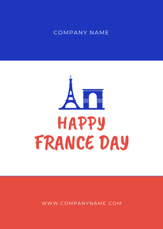French National Day Celebration Postcard 5x7in Vertical Design Template