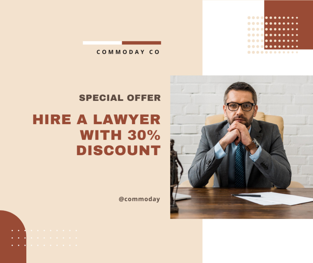 Discount Offer on Lawyer Services Facebook Design Template