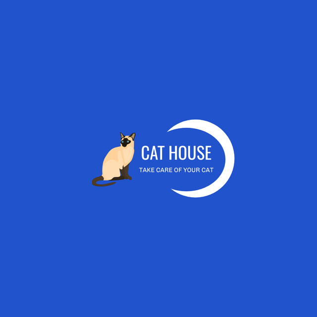 Cat's Houses Emblem on Blue Animated Logo Modelo de Design