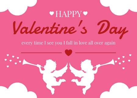 Sending Valentine's Day Happiness with Cupid and Hearts Card Design Template