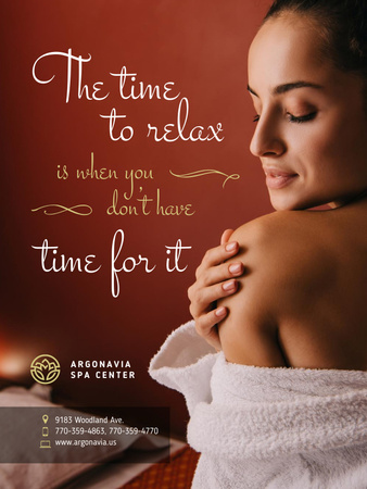 Salon Ad with Woman Relaxing in Spa Poster US Tasarım Şablonu