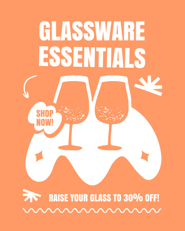 Exclusive Discounts For Glass Drinkware Offer Instagram Post Vertical Design Template