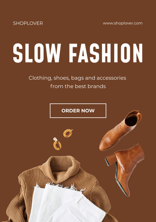 Fashion Boutique Ad on Brown Poster A3 Tasarım Şablonu