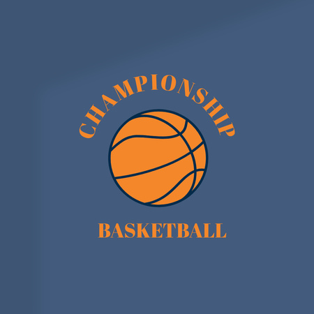 Basketball Championship Announcement with Ball Logo 1080x1080px Design Template