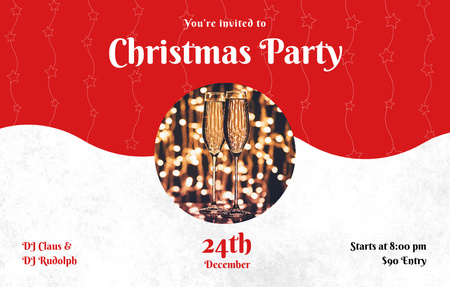 Excellent Christmas Party Announcement With Festive Garland Invitation 4.6x7.2in Horizontal Design Template