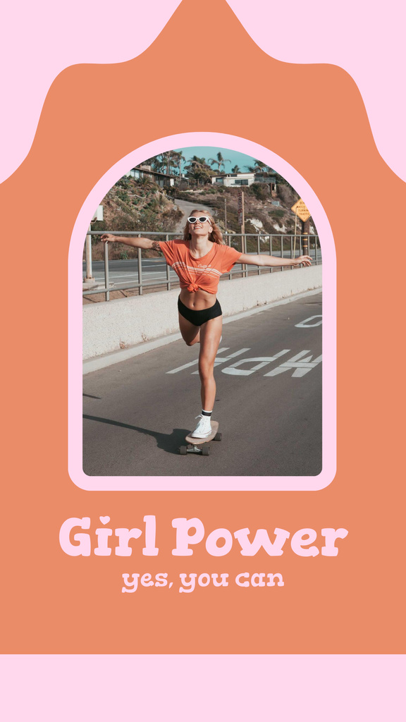 Platilla de diseño Inspirational Phrase with Girl on Skateboard Instagram Story