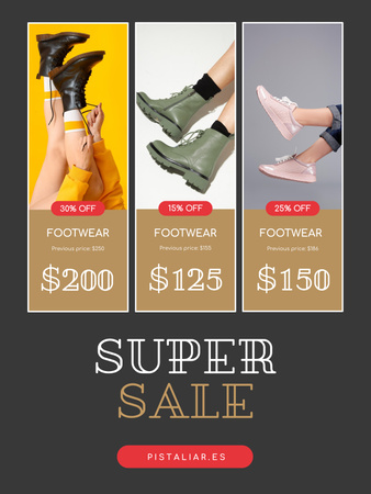 Fashion Sale with Ad of Stylish Shoes Poster 36x48in – шаблон для дизайну