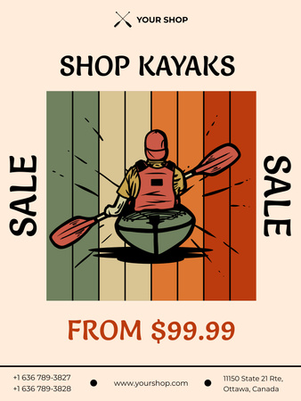 Kayaking Adventure Ad Poster 36x48in Design Template
