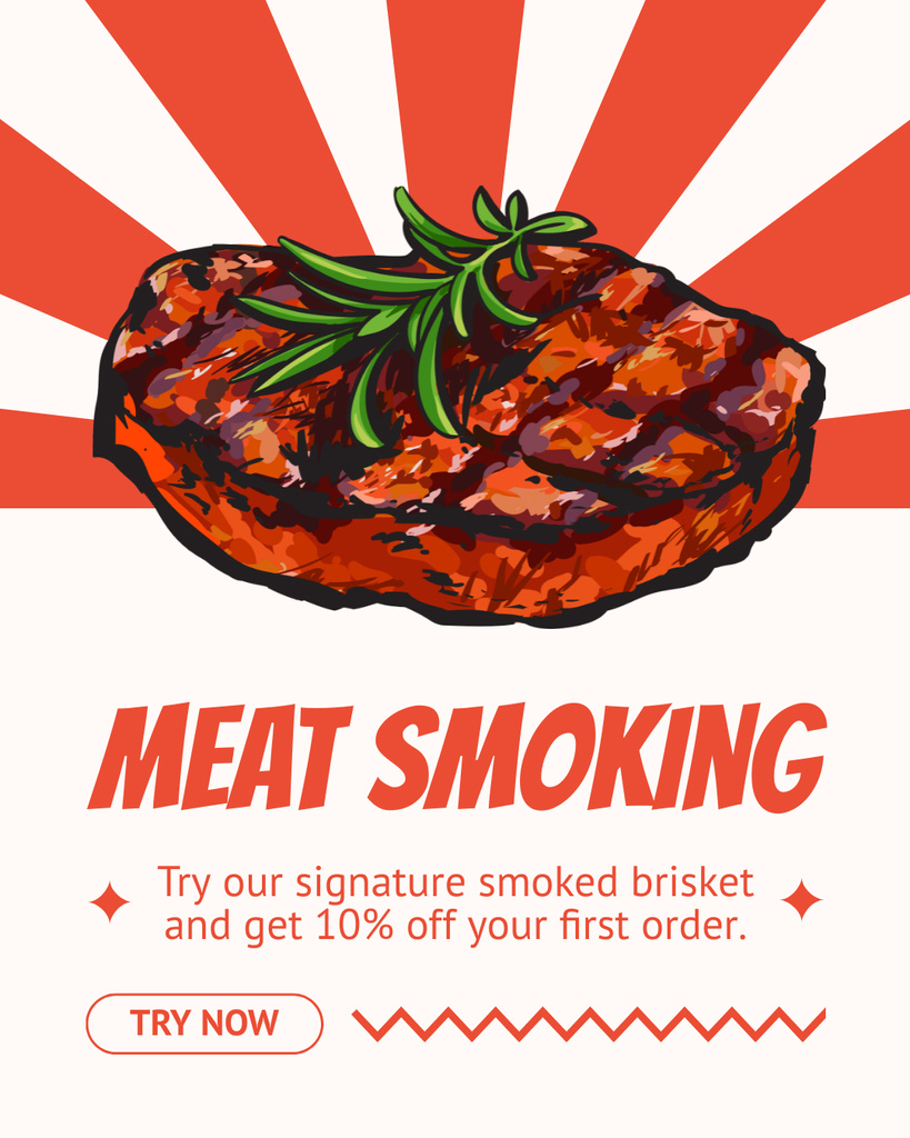 Tasty Meat Smoking Instagram Post Vertical Πρότυπο σχεδίασης