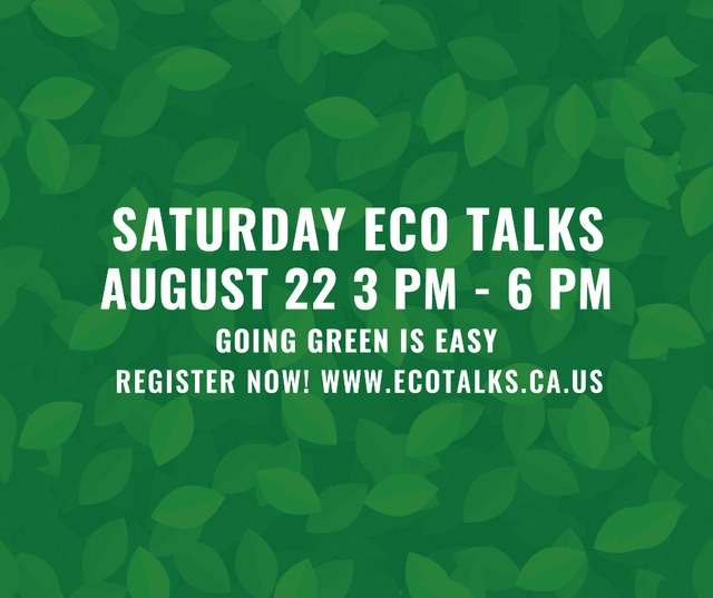 Ecological Event Announcement Green Leaves Texture Facebook Πρότυπο σχεδίασης