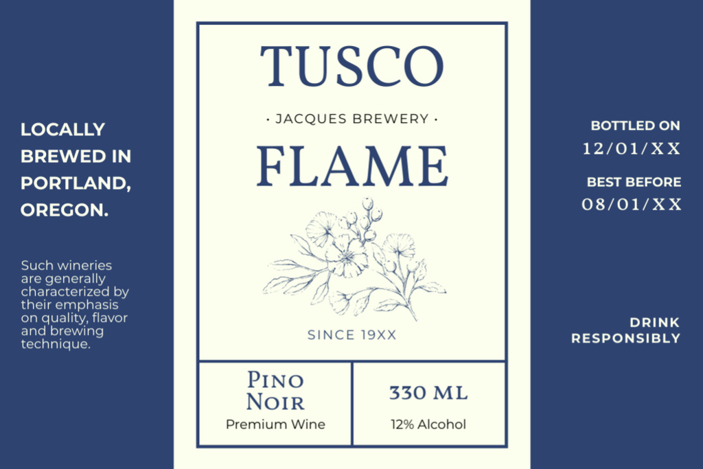 Platilla de diseño Blue Tag for Premium Wine Label