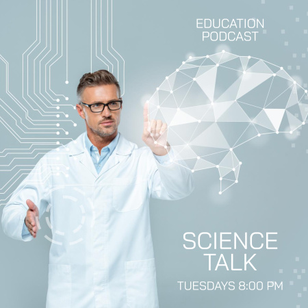 Bilim hakkında Eğitici Podcast Podcast Cover Tasarım Şablonu