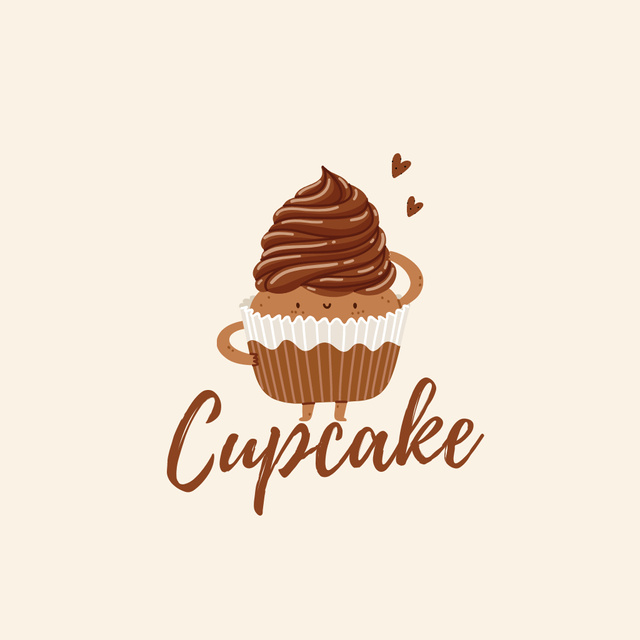 Szablon projektu Cupcakes Ad on Beige Logo