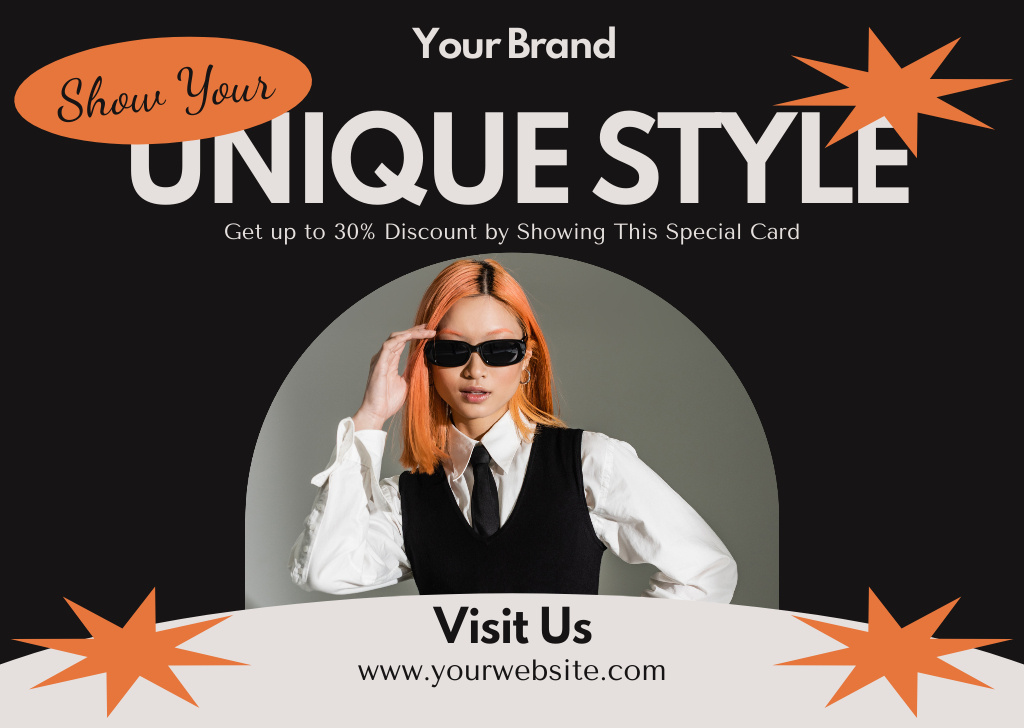 Plantilla de diseño de Unique Fashion Style Card 