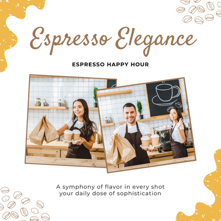 Promoting Happy Hours For Espresso In Coffee Shop Instagram Design Template