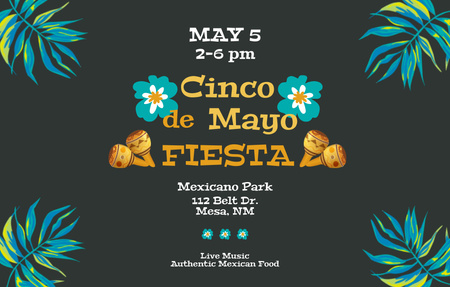 Welcome to Cinco de Mayo Fiesta Invitation 4.6x7.2in Horizontal Design Template