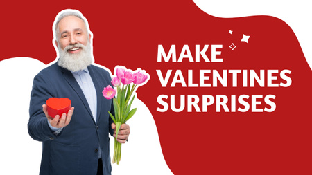 Překvapení od dospělého muže s dárkem na Valentýna Youtube Thumbnail Šablona návrhu