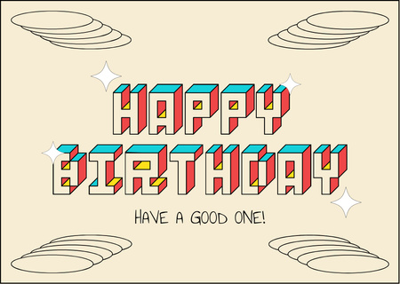 Happy Birthday Text on Beige Card Design Template