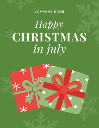 Uplifting Christmas In July Greeting With Presents Flyer 8.5x11in Design Template