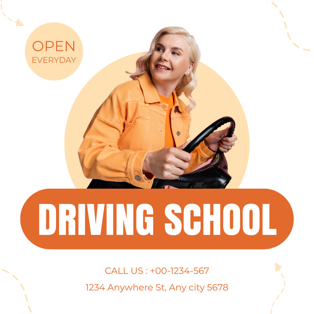 Informative Auto Driving Classes At School Offer Instagram Design Template