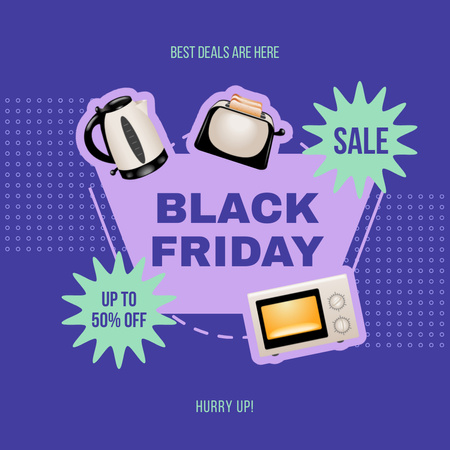 Black Friday Clearance and Discounts on Home Appliance Instagram AD Design Template